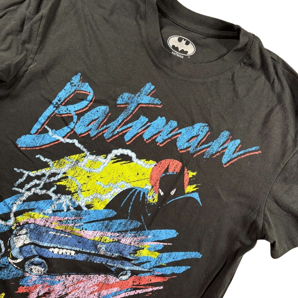 Batman Batmobile Graphic‎ T-Shirt women's M Black Retro DC Comics Streetwear